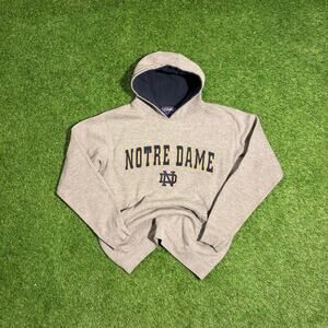 Notre Dame Hoodie Mens Large Gray Champs Sports Pullover College Logo